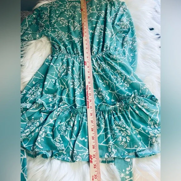 Flying Tomato Sz XS Green & White Floral Pull On Women’s Mini Dress - Picture 7 of 9